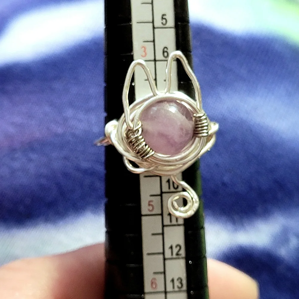 Wire Wrapped Amethyst Kitty Cat Ring